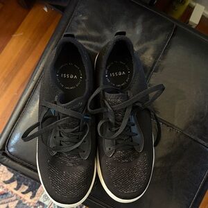 Vessi Black Knit Lace-Up Casual Sneakers with White Soles